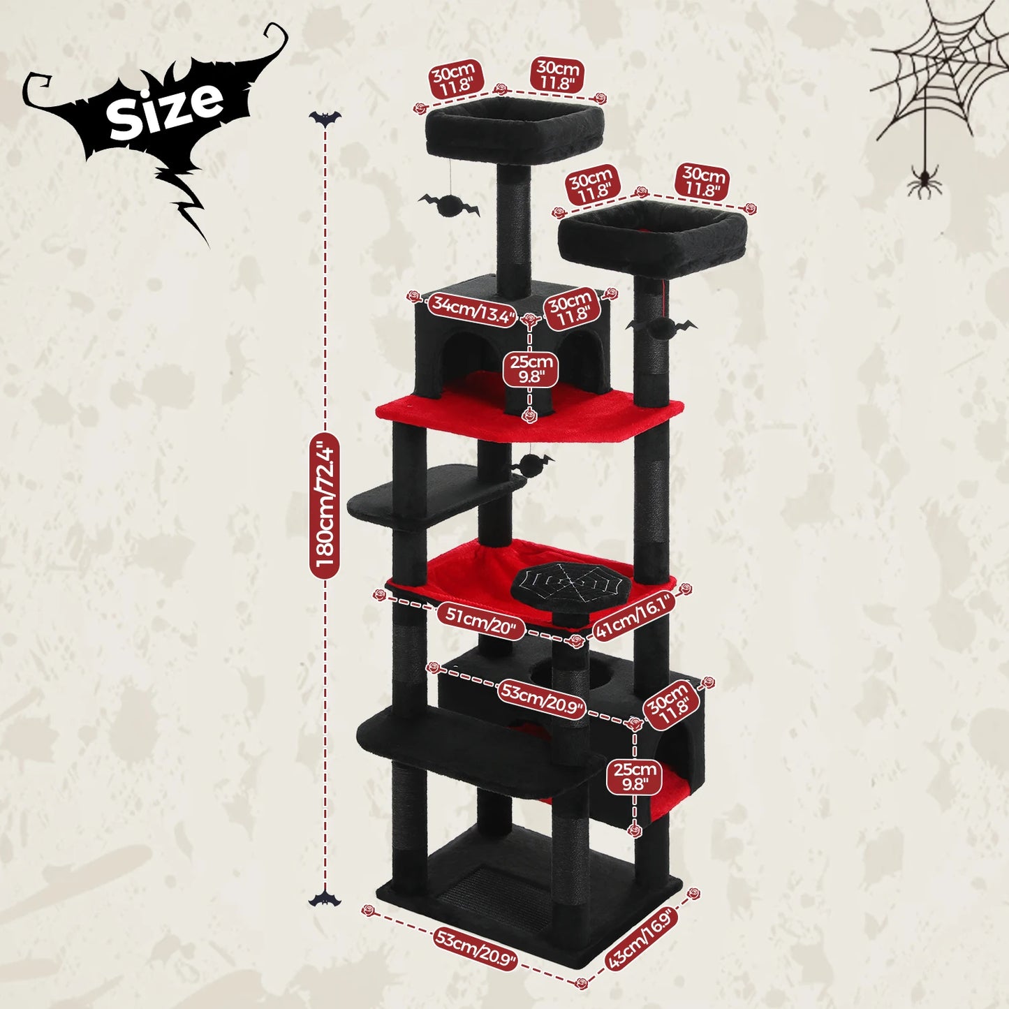 Large Cat Tree and Tower for Indoor Cats With Sisal-Covered Scratching Posts Spacious Hammock Padded Perches and Condos Cat Toys