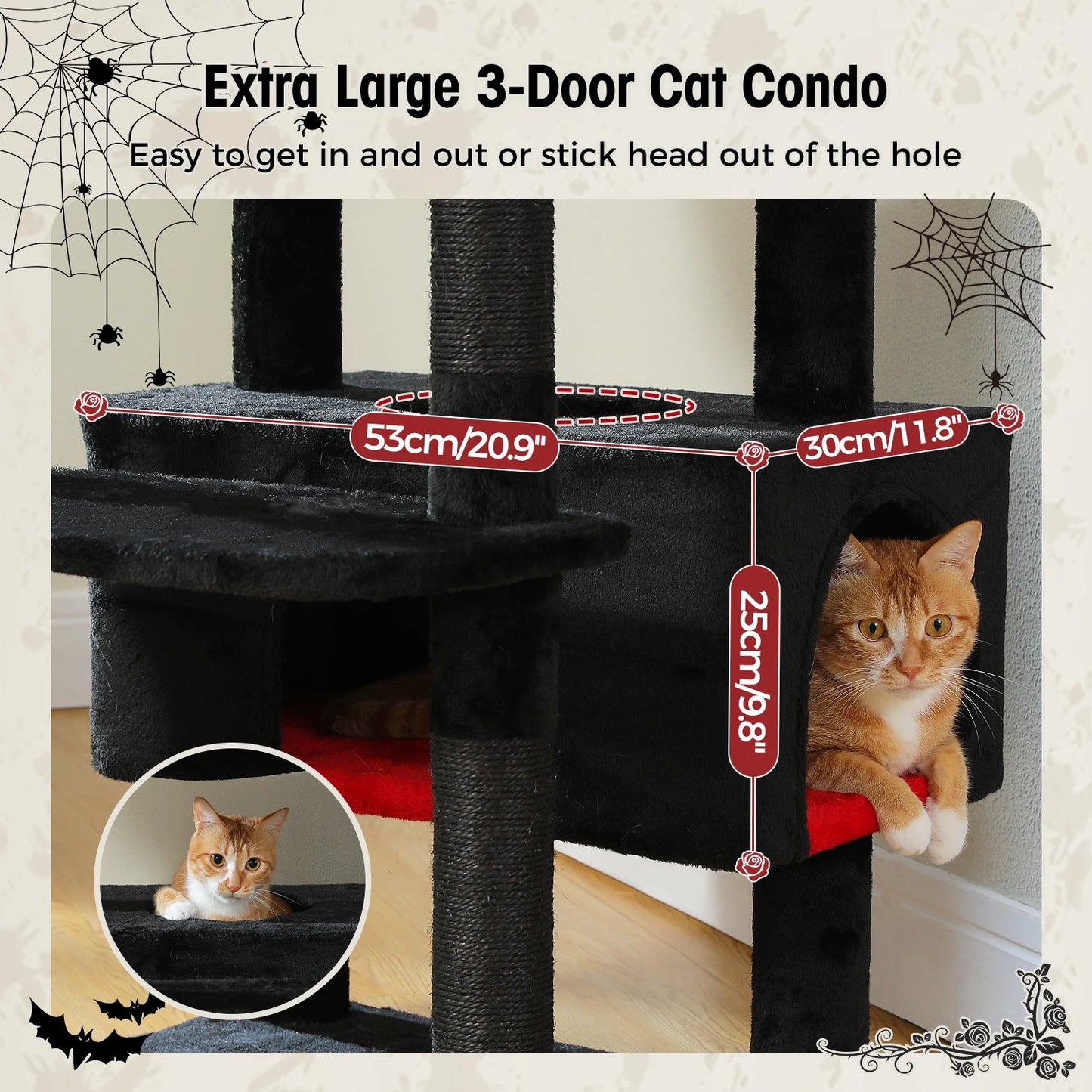 Large Cat Tree and Tower for Indoor Cats With Sisal-Covered Scratching Posts Spacious Hammock Padded Perches and Condos Cat Toys