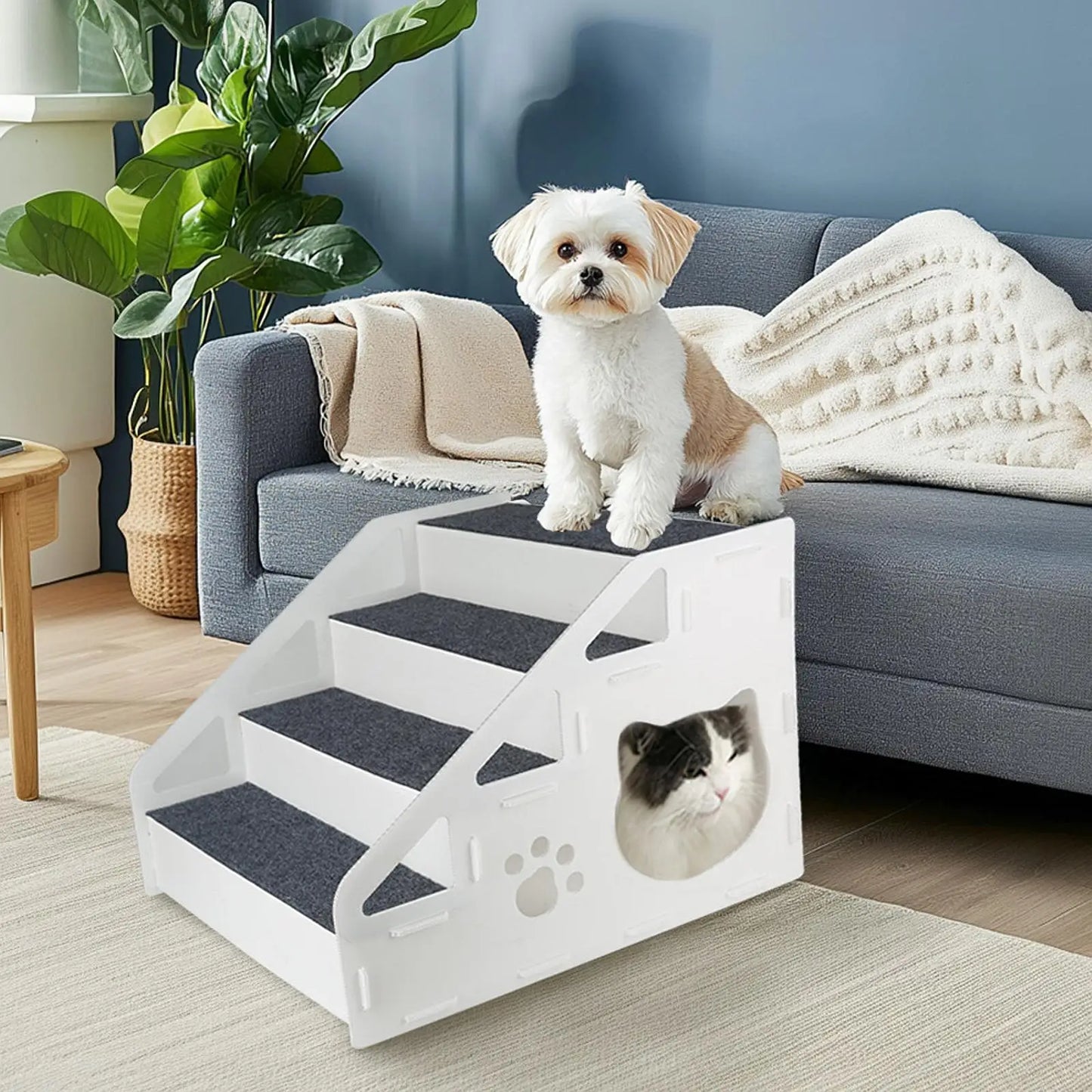 Pet Dog Stair Ladder Pet Steps with Anti Slip Carpet Surface Versatile Puppy Essential for Cars Kitten Small and Older Animals