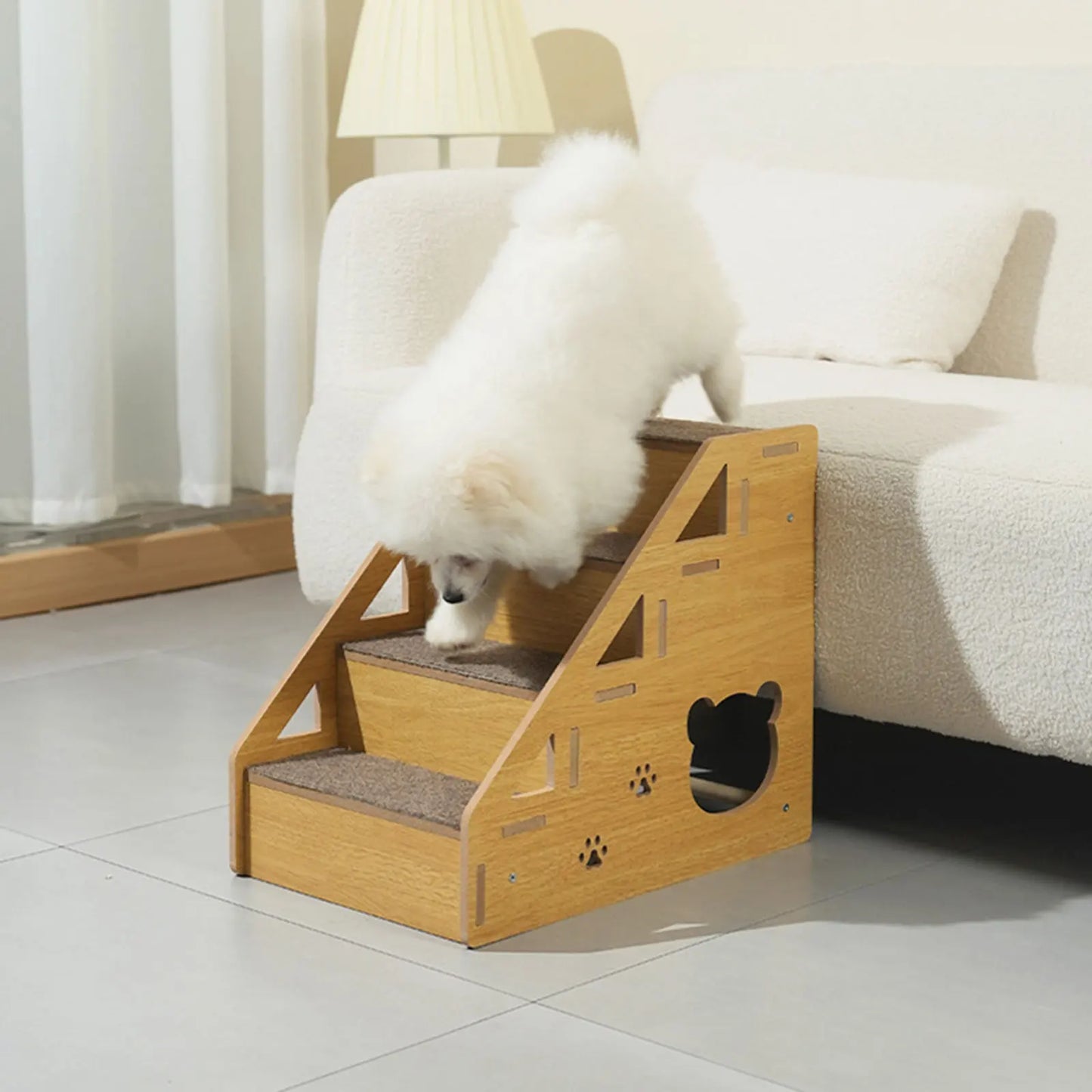 Pet Dog Stair Ladder Pet Steps with Anti Slip Carpet Surface Versatile Puppy Essential for Cars Kitten Small and Older Animals