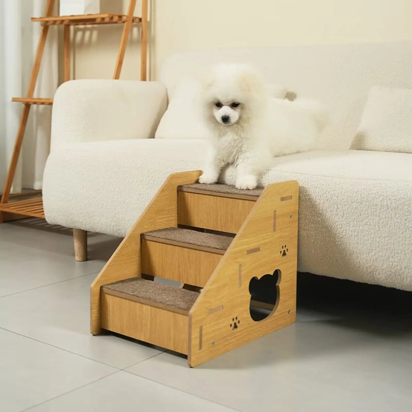 Pet Dog Stair Ladder Pet Steps with Anti Slip Carpet Surface Versatile Puppy Essential for Cars Kitten Small and Older Animals