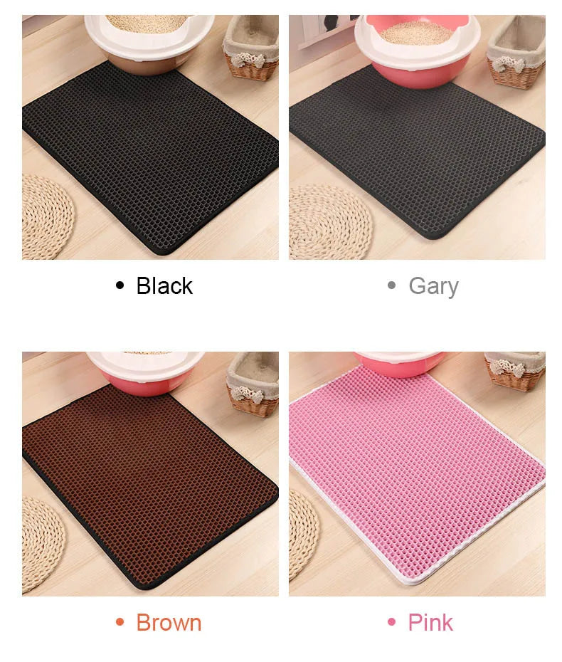 Waterproof Pet Cat Litter Mat Foldable EVA Double-Layer Cats Mat Bottom Non-slip Pet Litter Cat Mat Layer Pet Litter Catcher Mat
