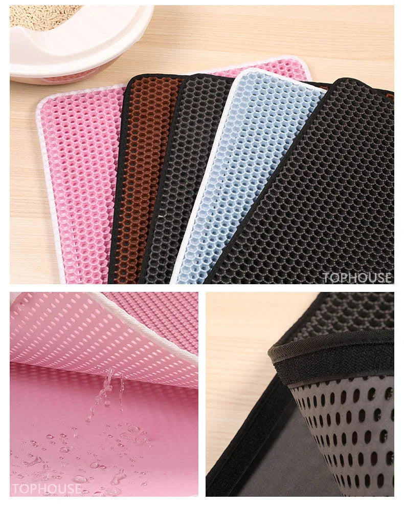 Waterproof Pet Cat Litter Mat Foldable EVA Double-Layer Cats Mat Bottom Non-slip Pet Litter Cat Mat Layer Pet Litter Catcher Mat