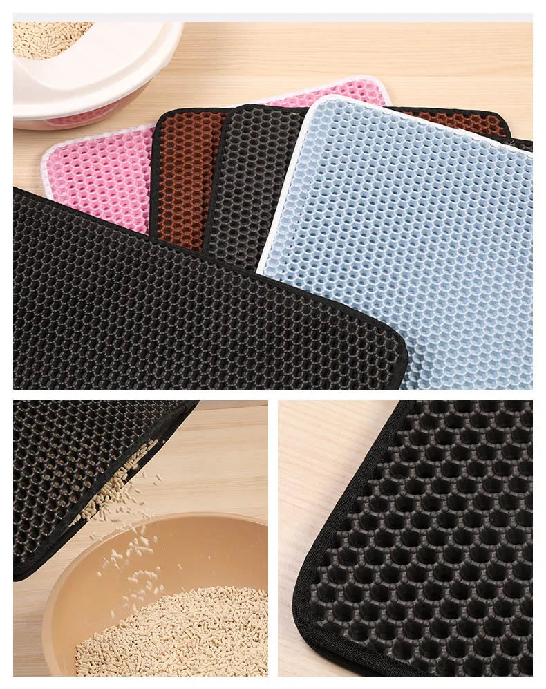 Waterproof Pet Cat Litter Mat Foldable EVA Double-Layer Cats Mat Bottom Non-slip Pet Litter Cat Mat Layer Pet Litter Catcher Mat