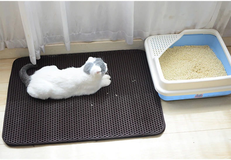 Waterproof Pet Cat Litter Mat Foldable EVA Double-Layer Cats Mat Bottom Non-slip Pet Litter Cat Mat Layer Pet Litter Catcher Mat