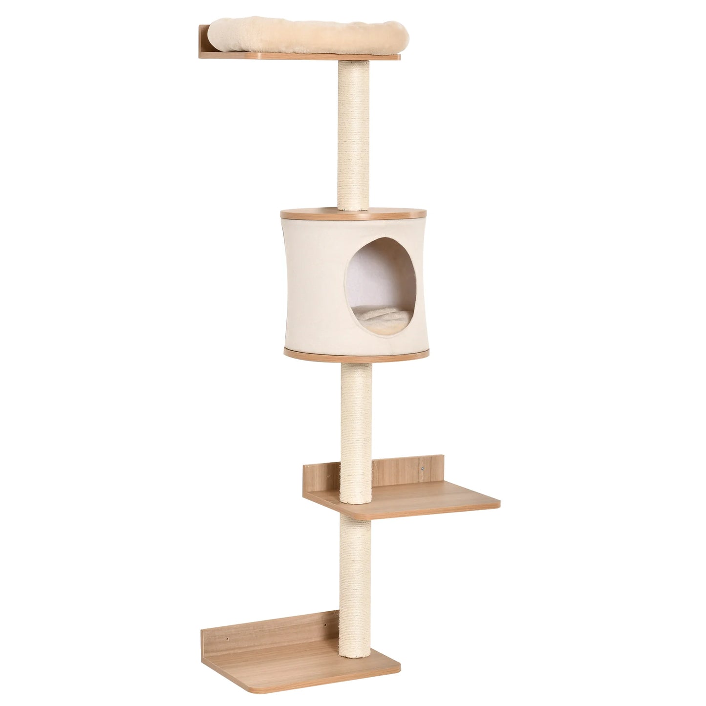 PawHut cat tree wall decks removable cushion scraper Post