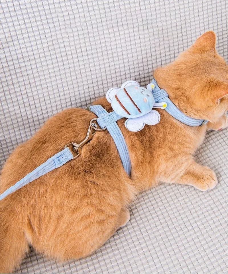 Cat Harness Cute Bee Style Pet Harnesses And Leashes Set Adjustable Harness for Cats Small Dogs Pug Chihuahua Cat Accessories