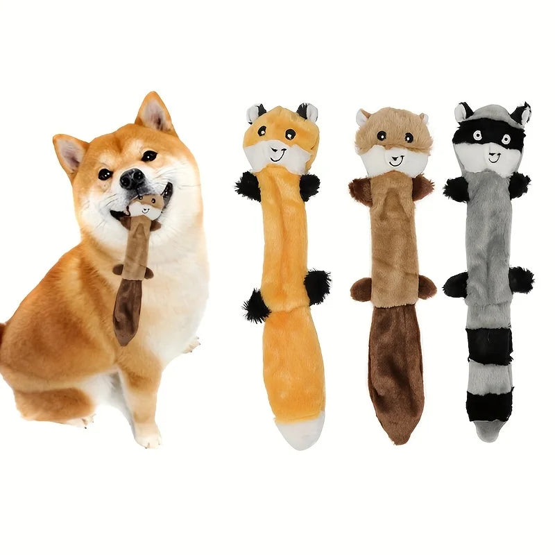 Plush Dog Chew Toys Set Interactive Dogs Toys for Dog Pet Teeth Cleaning Bite Resistance Durable Squirrel Raccoon Pet Supplies