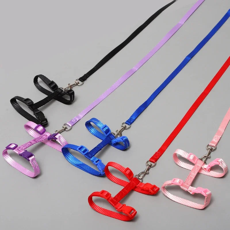 Kitten Cat Harness Leash Set Walking Escape Proof Adjustable Nylon Halter Collar Harness for Cats Puppy Rabbit Pet Accessories