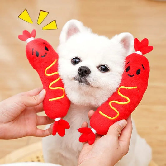 Dog Chew Toy Cute Plush Squeaky Toy Teeth Cleaning Bite-resistant Puppy Toy Interactive Training Dog Supplies