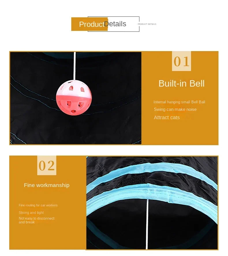 Cat Tunnel Foldable  Pet Supplies Cat S T Y Pass Play Tunnel Cat Toy Breathable Drill Barrel for Indoor loud paper