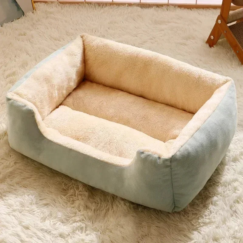 Fluffy Thickened Cat Bed Square Warm Comfortable Pets Cushion Pad with Non-slip Base Soft Large Dog Nest Winter Pet Supplies