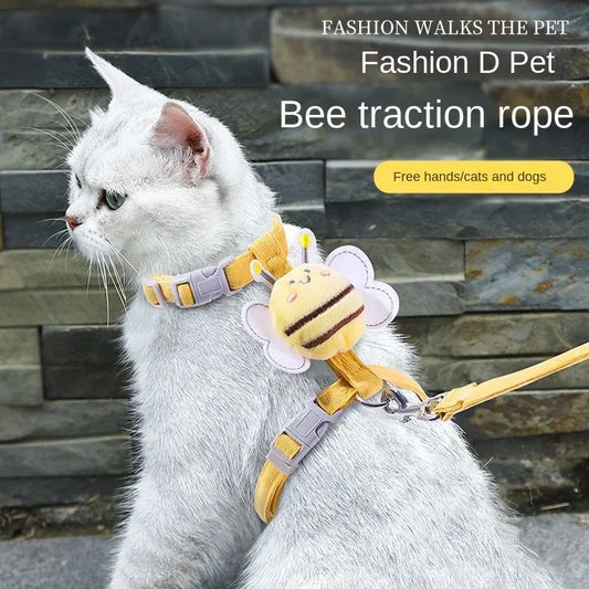 Laisse pour chat réglable, dessin abeille