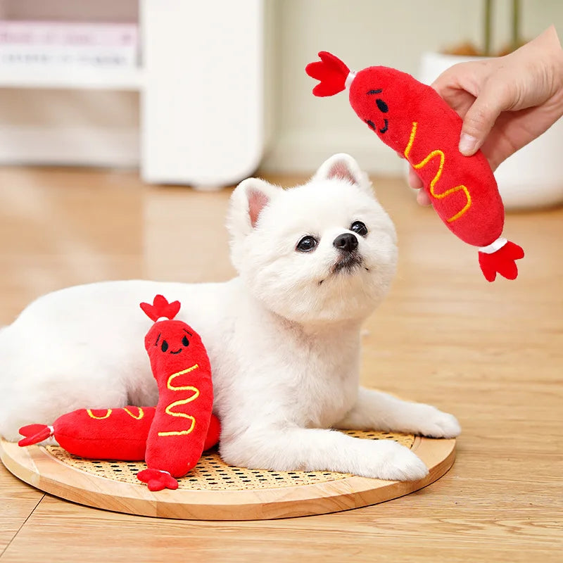Dog Chew Toy Cute Plush Squeaky Toy Teeth Cleaning Bite-resistant Puppy Toy Interactive Training Dog Supplies