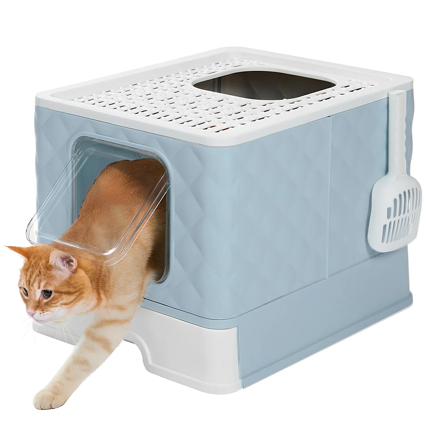 Cat Litter Box Semi-enclosed Splashproof Cat Tray Cat Toilet Cleaning Basin Supplies Self Cleaning Large Cat Toilet Litter Tray