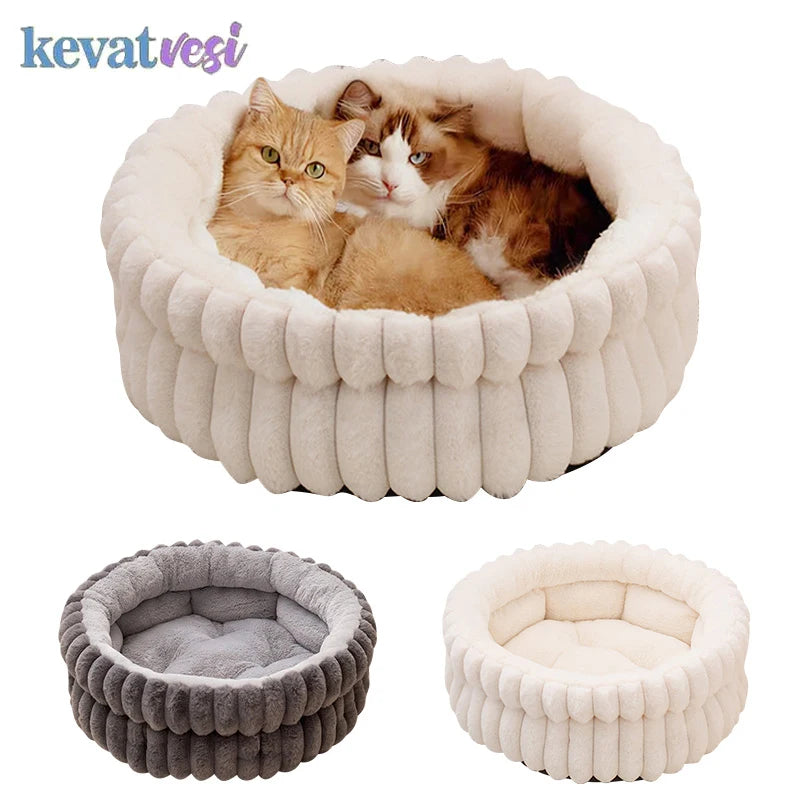 40/50/60cm Cat Bed Winter Warm Dog Sleeping Mat Round Pet Bed for Cats Small Medium Dogs Cozy Puppy Sleeping Bed Pet Supplies