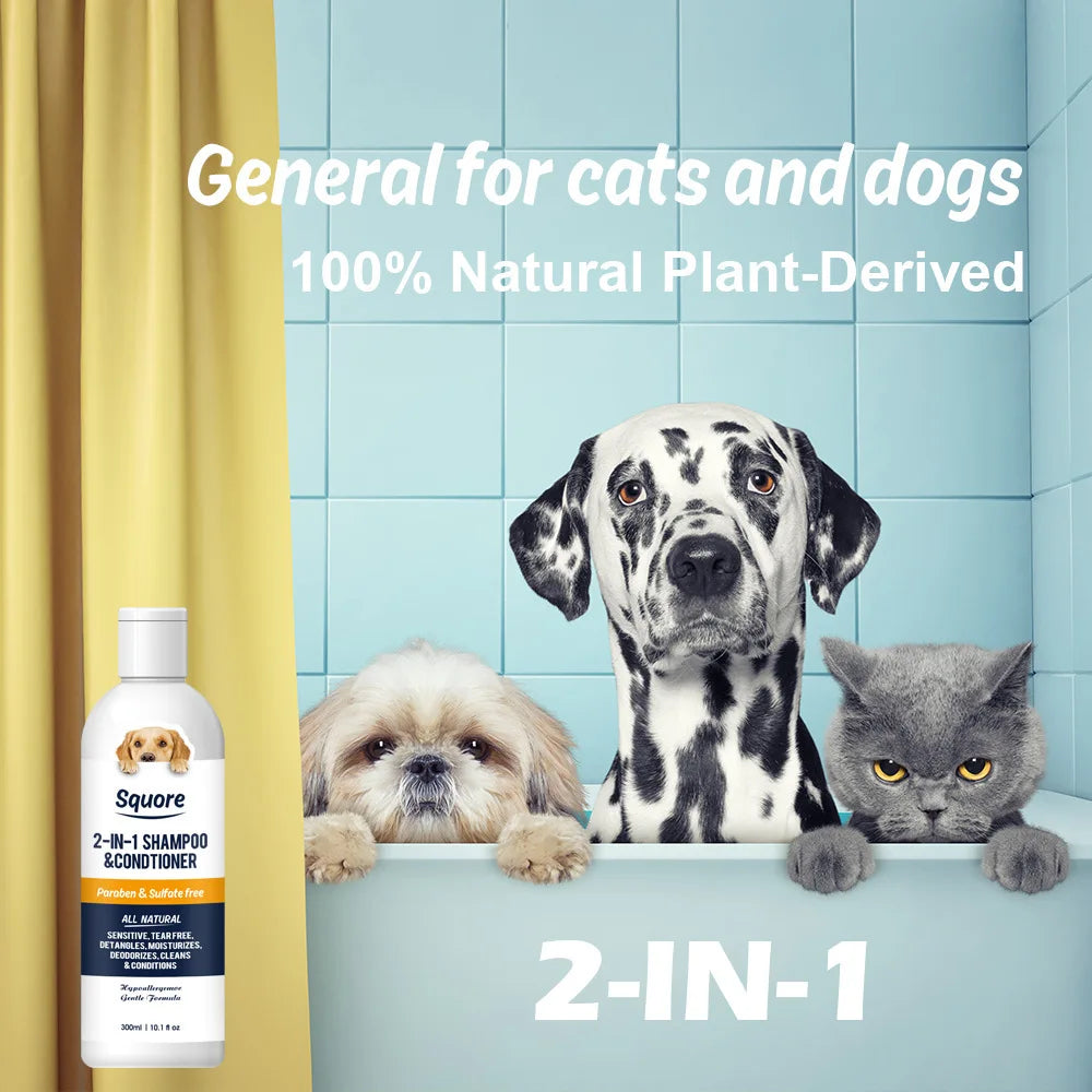 300ml Puppy Shampoo Conditioner for Dogs Cats Natural Moisturizing Formula with PH Balance Gentle Hypoallergenic Bath Foam