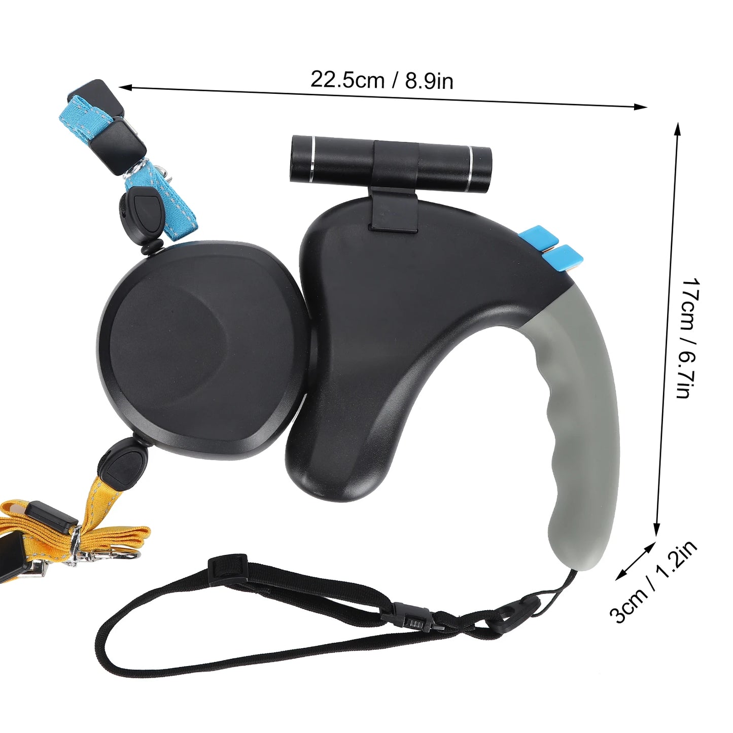 Pet Double-Head Traction Rope One for Two Traction Dog Double-Ended Retractable Leash with LED Light