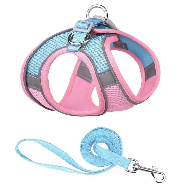 Dog Harness Leash Set for Small Dogs Adjustable Puppy Cat Harness Vest French Bulldog Chihuahua Pug Outdoor Walking Lead Leash