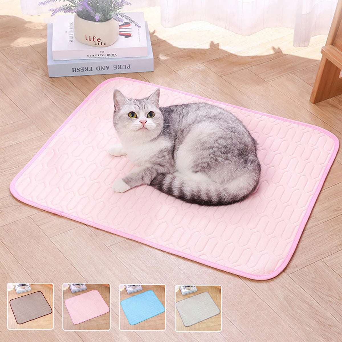 Ice Fabric Cat Bed Cooling Dog Summer Bed for Small Dog Mat Non-slip Cat Sleeping Mat Pet Mat for Dog Chihuahua French Bulldog