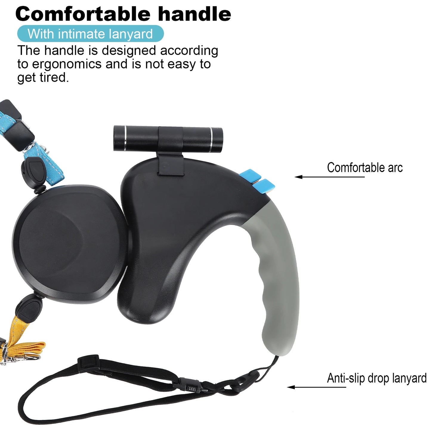 Pet Double-Head Traction Rope One for Two Traction Dog Double-Ended Retractable Leash with LED Light