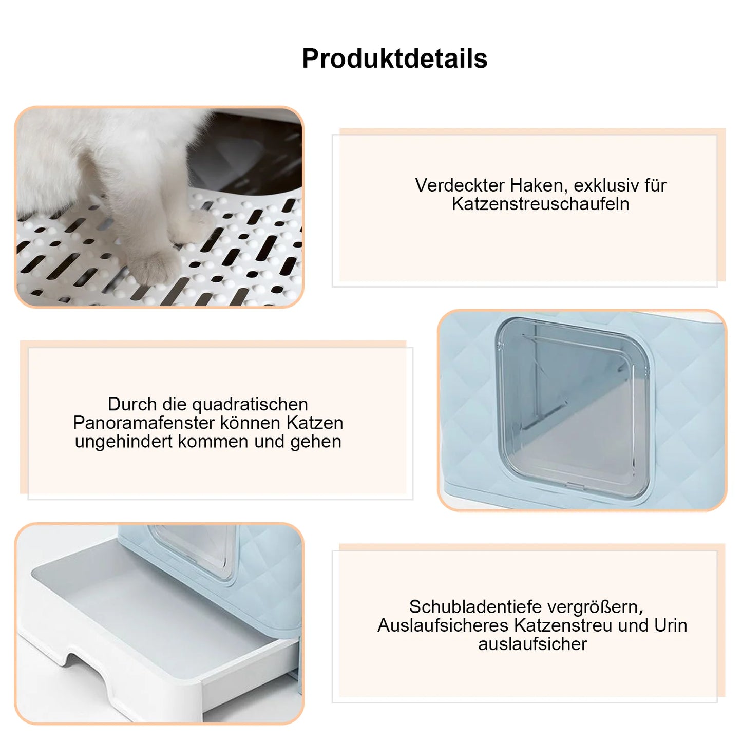 Cat Litter Box Semi-enclosed Splashproof Cat Tray Cat Toilet Cleaning Basin Supplies Self Cleaning Large Cat Toilet Litter Tray