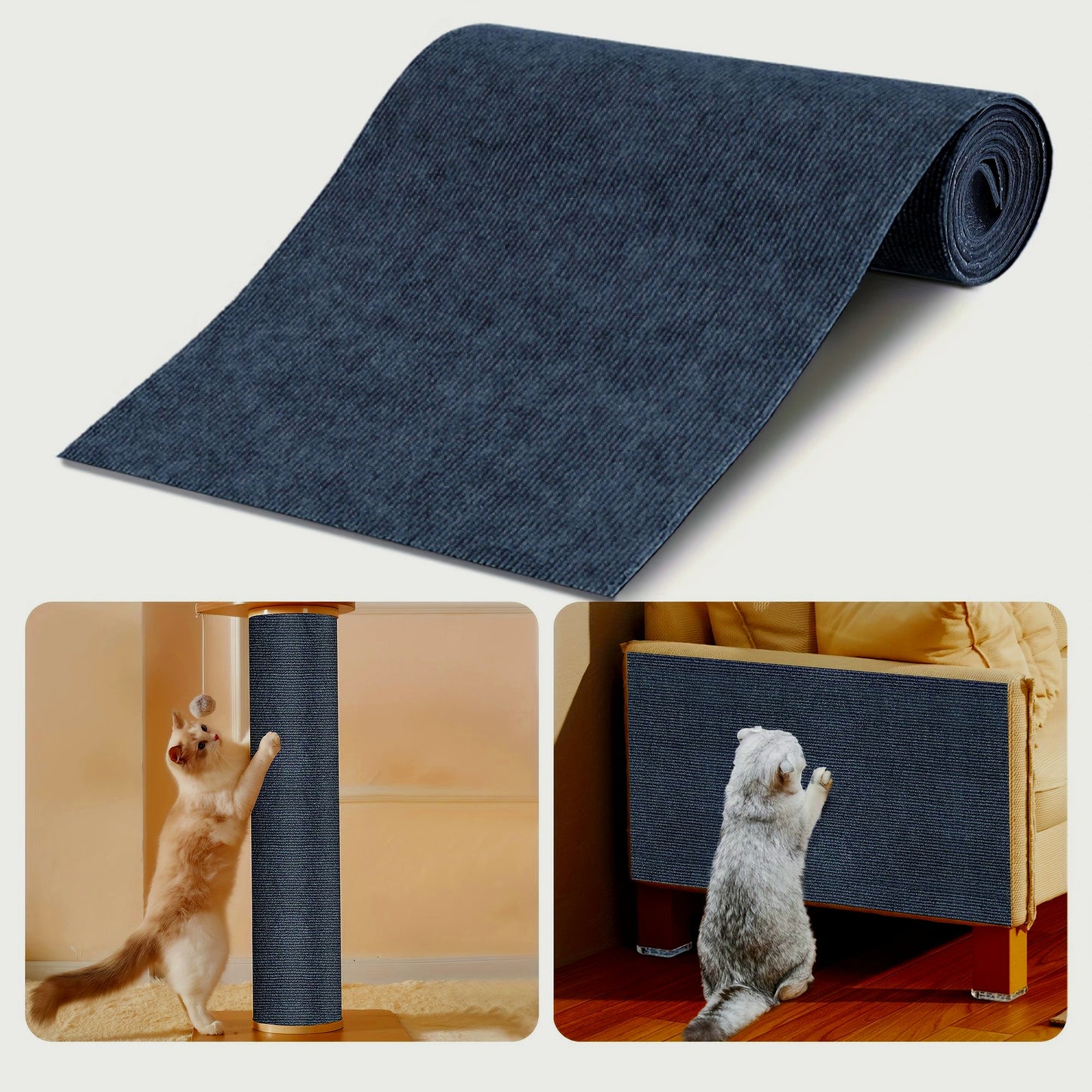 Self-Adhesive Cat Scratching Pad - Durable Polyester Felt Mat for Walls & Furniture Protection, Multi-Size Pack, Cat Scratcher