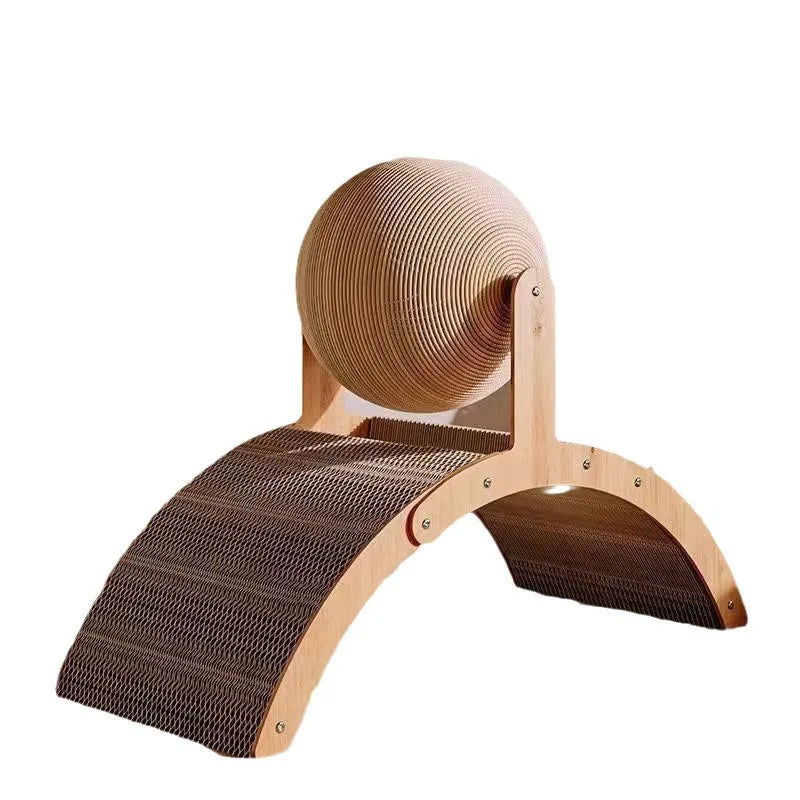 2 In 1, Cat Scratching Ball Wooden Cat Scratcher, Natural Sisal Scratch Board Scratching Column, Wear-Resistant Paw Wood Scraper