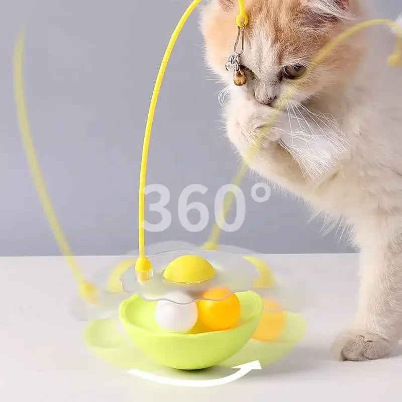 Funny Tumbler Cat Toys for Bite Resistant Removable Turntable Plush Feathers Cat Toy Interactive Cat Teasing Stick