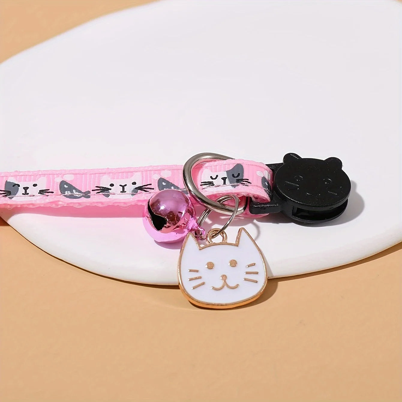Comfort Fit Cartoon Design Adjustable Nylon Cat Collar - Safety Buckle and Bell, Durable Pet Accessory for Small Dogs & Cats