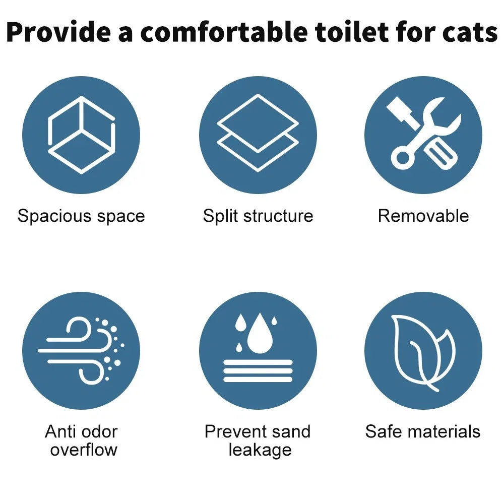 Capacity Cat Litter Box Self Enclosed Foldable Kitty Toilet Cleaning Pan Drawer Anti-Splashing Cat Toilet Boxes Litter Scoop