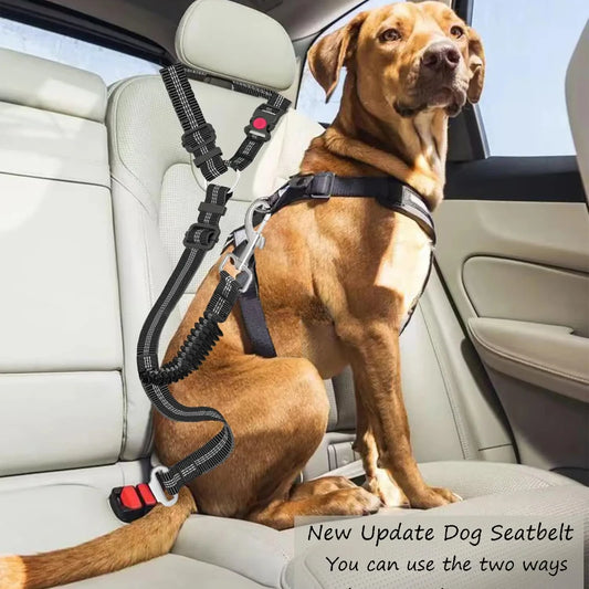 Adjustable And Heavy Duty Dog Car Seat Belt - Striped Nylon Large Dog Traction Rope for Car Rides Wholesale and retail2025new