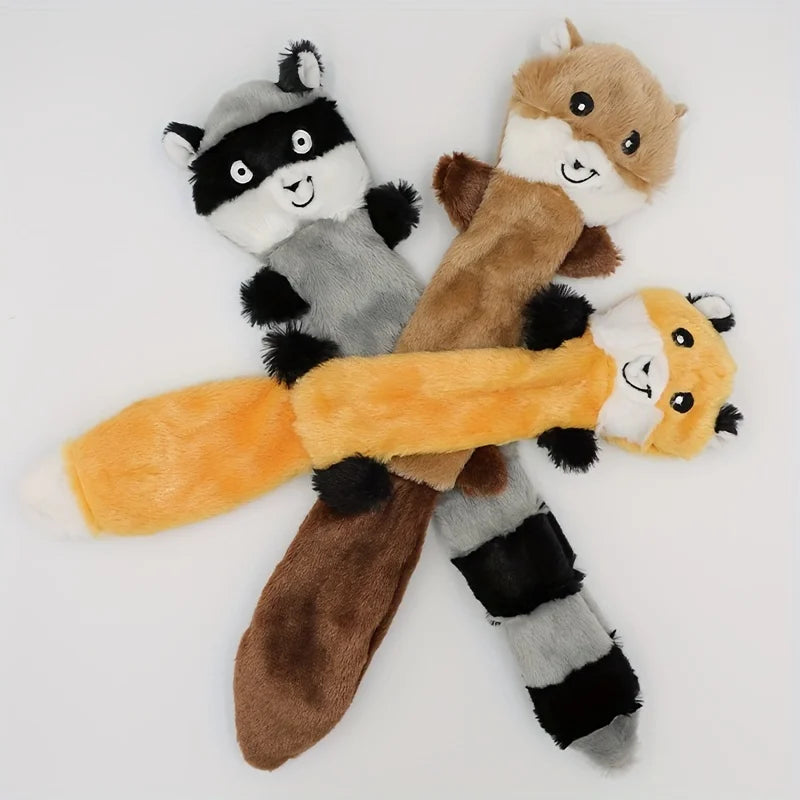Plush Dog Chew Toys Set Interactive Dogs Toys for Dog Pet Teeth Cleaning Bite Resistance Durable Squirrel Raccoon Pet Supplies