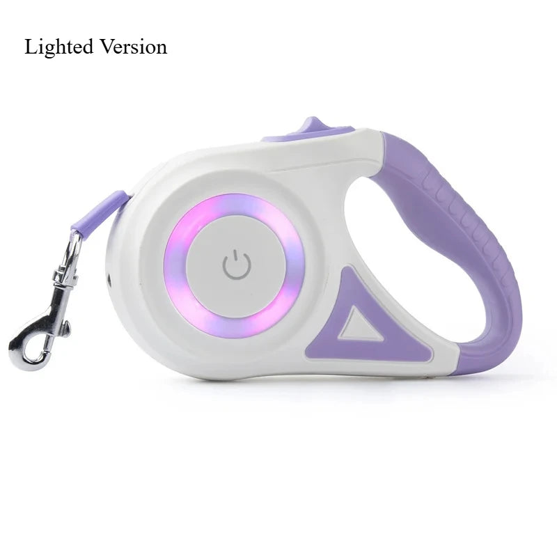 5M Automatic Retractable Dog Leash with Led Flashlight Durable Nylon Lead for Pet Dogs Adjustable Walking Running Rope