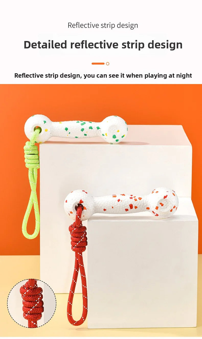Dog interactive training toy with rope and bone for chewing - perfect for pet playtime!