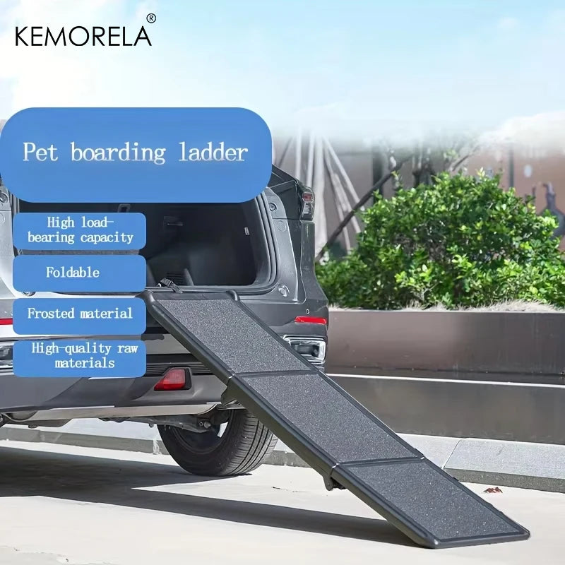 KEMORELA 70/42 Long Folding Pet Ramp Stair For Cars Trucks & SUVs -Fits Large Dogs With Side Rails.Supports 150 lbs.Easy ToStore