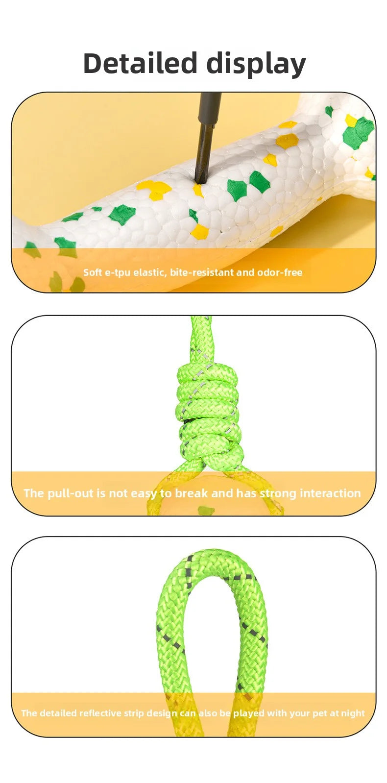 Dog interactive training toy with rope and bone for chewing - perfect for pet playtime!