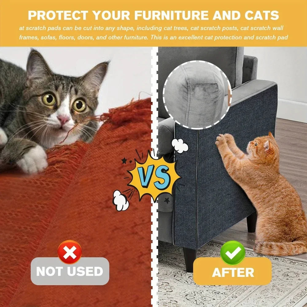 Self-Adhesive Cat Scratching Pad - Durable Polyester Felt Mat for Walls & Furniture Protection, Multi-Size Pack, Cat Scratcher