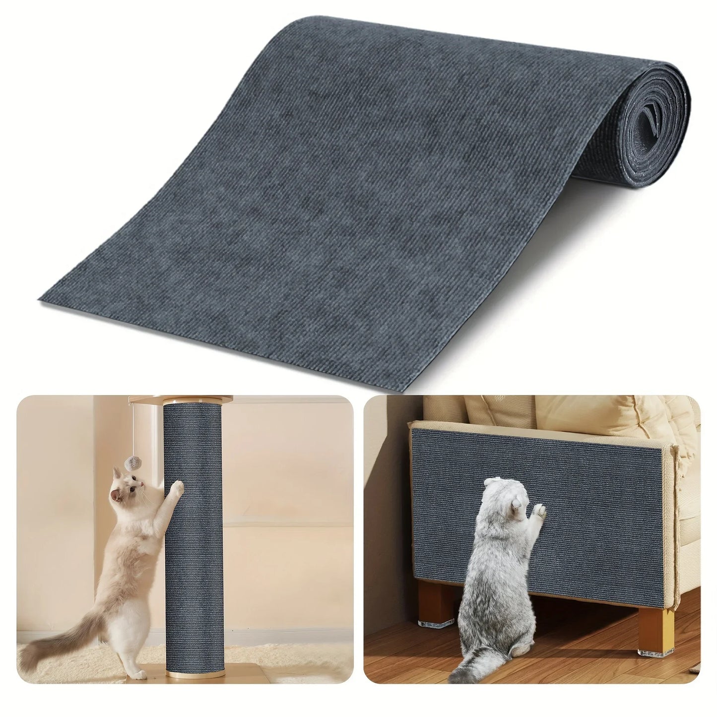 Self-Adhesive Cat Scratching Pad - Durable Polyester Felt Mat for Walls & Furniture Protection, Multi-Size Pack, Cat Scratcher