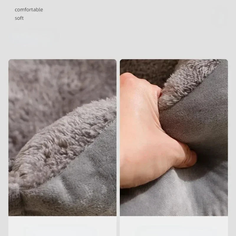 Fluffy Thickened Cat Bed Square Warm Comfortable Pets Cushion Pad with Non-slip Base Soft Large Dog Nest Winter Pet Supplies