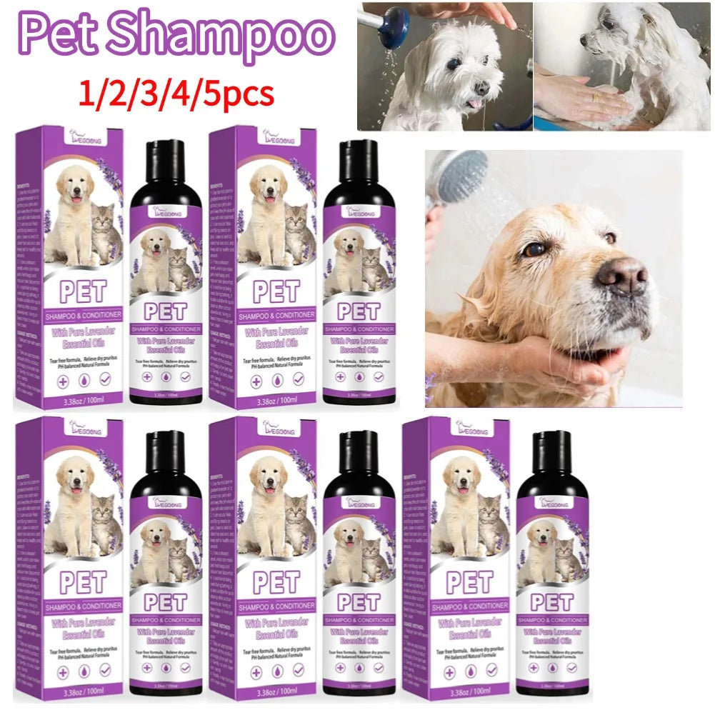 Puppy Shampoo for Dogs Cats Grooming Pet Flea Tick Control Relieve Itching Ph Balanced Cleaning Moisturizing Smooth Pet Shampoo