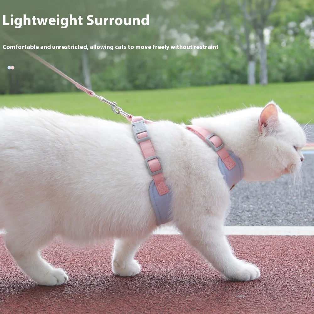 New pet leash anti-break free cat walking leash out pet chest strap adjustable cat leash