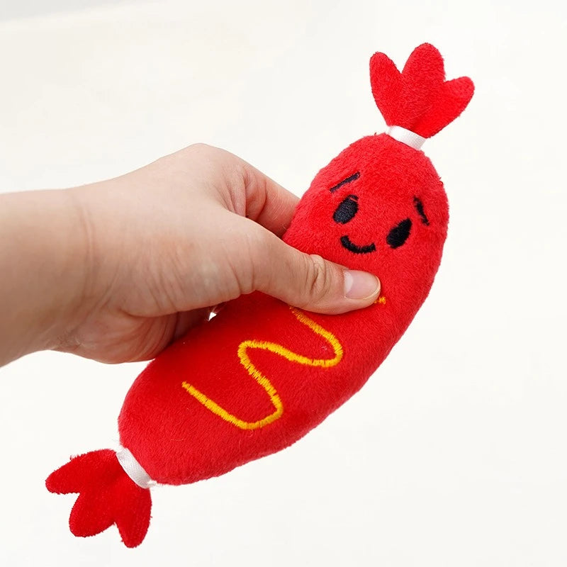 Dog Chew Toy Cute Plush Squeaky Toy Teeth Cleaning Bite-resistant Puppy Toy Interactive Training Dog Supplies