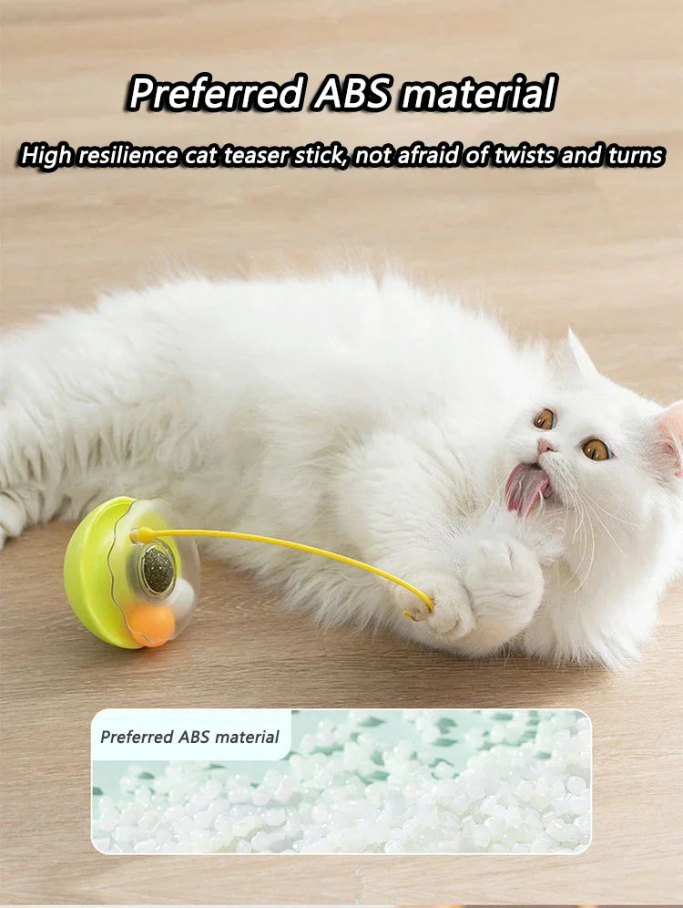 Funny Tumbler Cat Toys for Bite Resistant Removable Turntable Plush Feathers Cat Toy Interactive Cat Teasing Stick