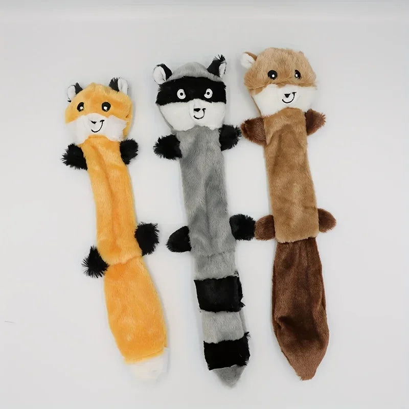 Plush Dog Chew Toys Set Interactive Dogs Toys for Dog Pet Teeth Cleaning Bite Resistance Durable Squirrel Raccoon Pet Supplies