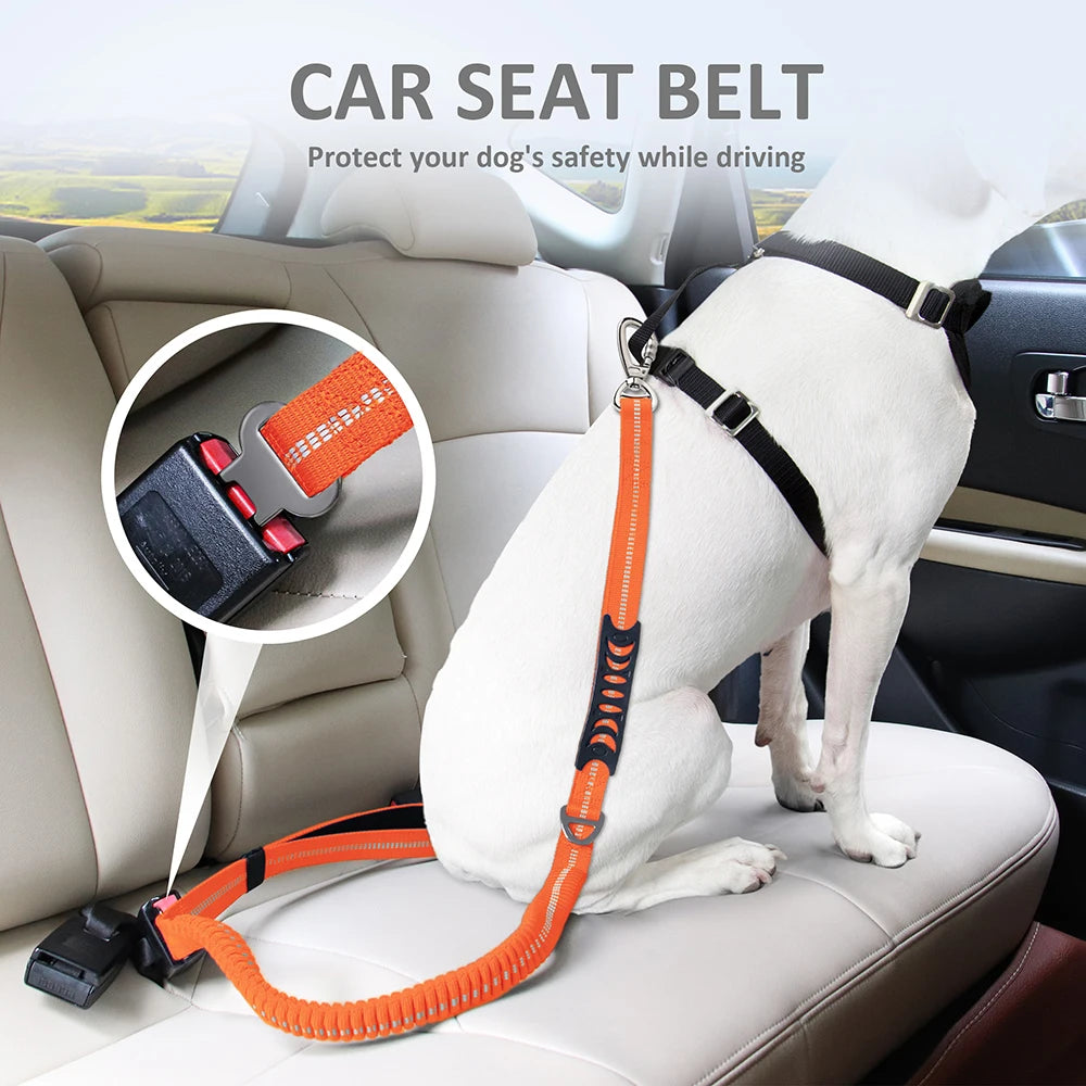 Reflective Dog Leash Durable Nylon Dog Car Seat Belt Elastic Pet Training Lead Travel Car Safety Rope For Small Large Dogs Pug