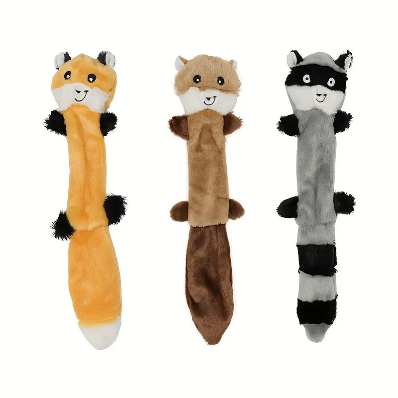 Plush Dog Chew Toys Set Interactive Dogs Toys for Dog Pet Teeth Cleaning Bite Resistance Durable Squirrel Raccoon Pet Supplies