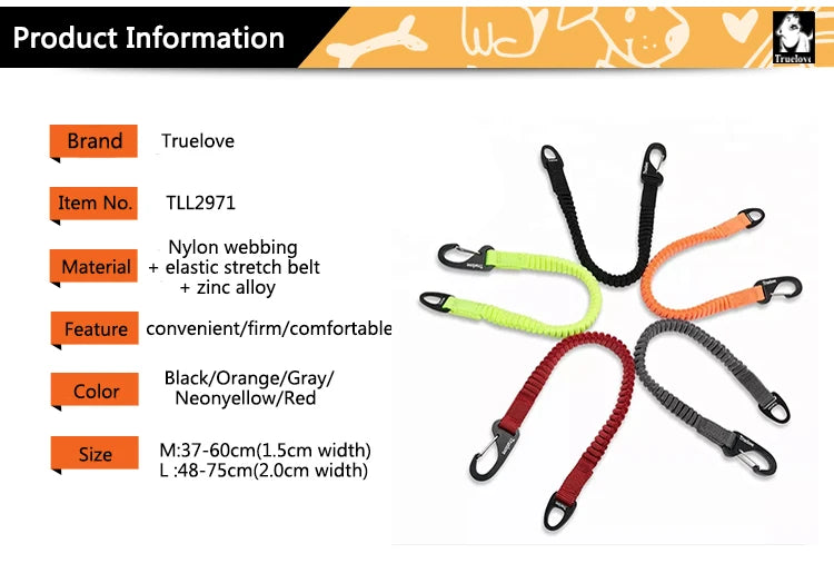 Truelove Short Bungee Leash Nylon Leash For dog collar Extension Retractable For All Breed Training Running walking TLL29712