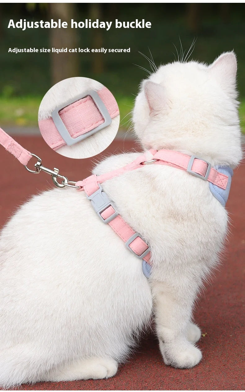 New pet leash anti-break free cat walking leash out pet chest strap adjustable cat leash