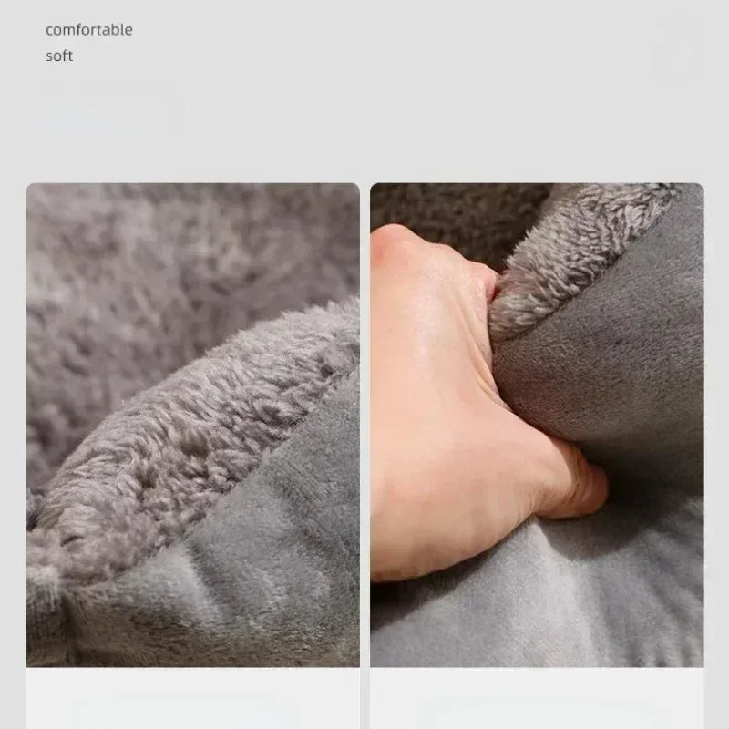 Fluffy Thickened Cat Bed Square Warm Comfortable Pets Cushion Pad with Non-slip Base Soft Large Dog Nest Winter Pet Supplies
